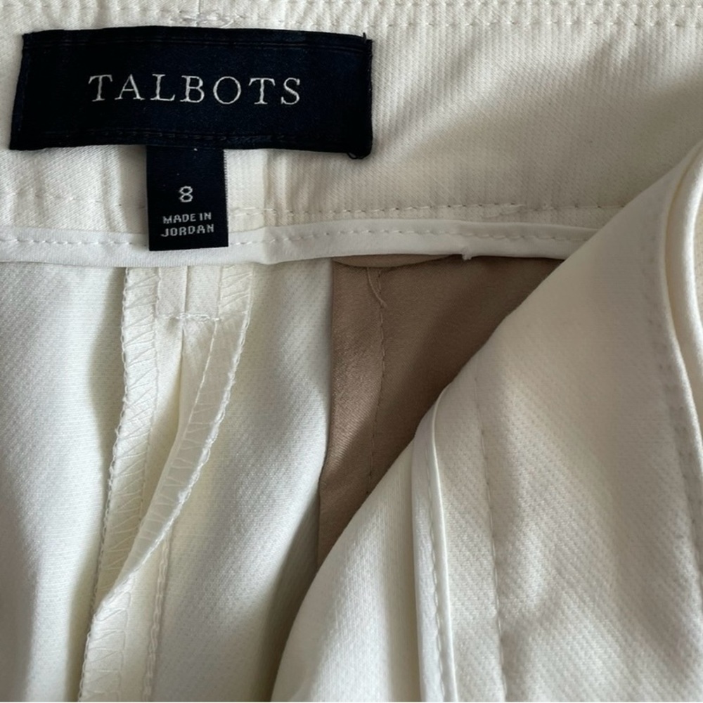 Talbot Pants Size 8 Cream Color Sailor Button Pants Wide Leg Ankle Length - Picture 4 of 5
